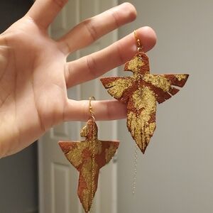 Bohemian Leather Thunder Bird Earrings